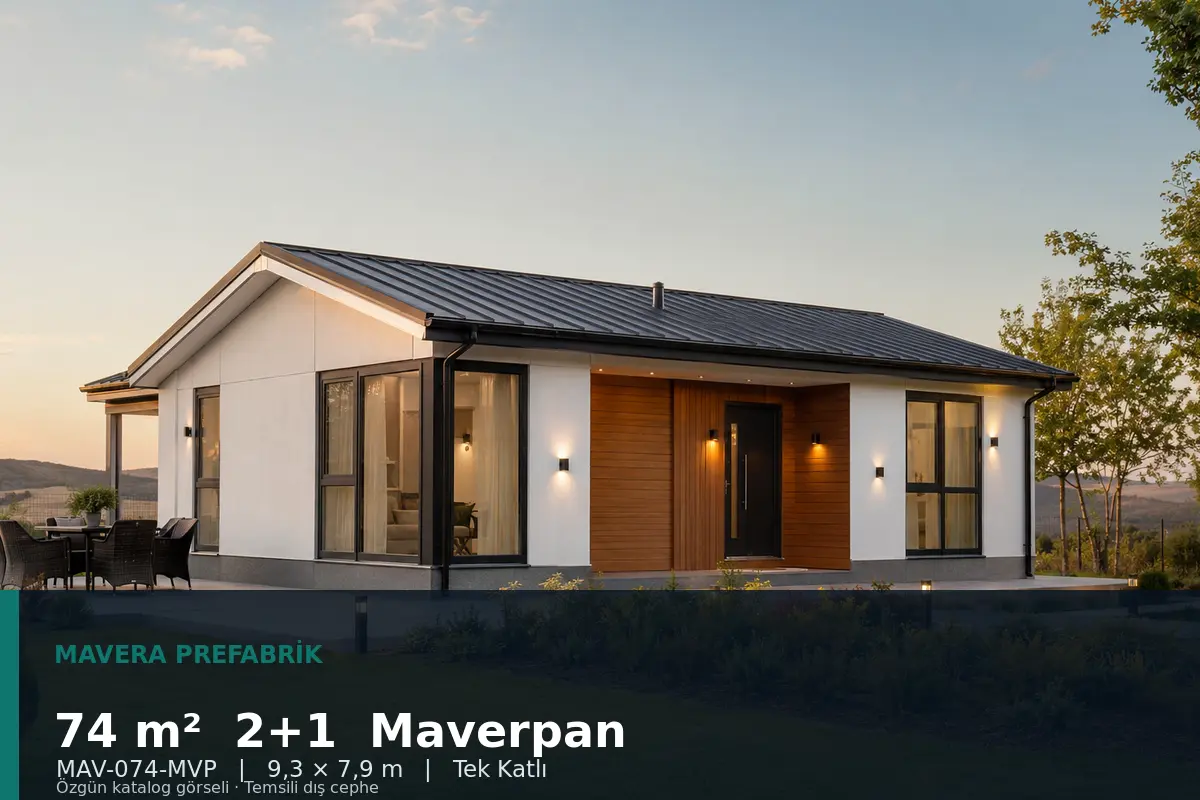 74 m² 2+1 Tek Katlı Maverpan Prefabrik Ev