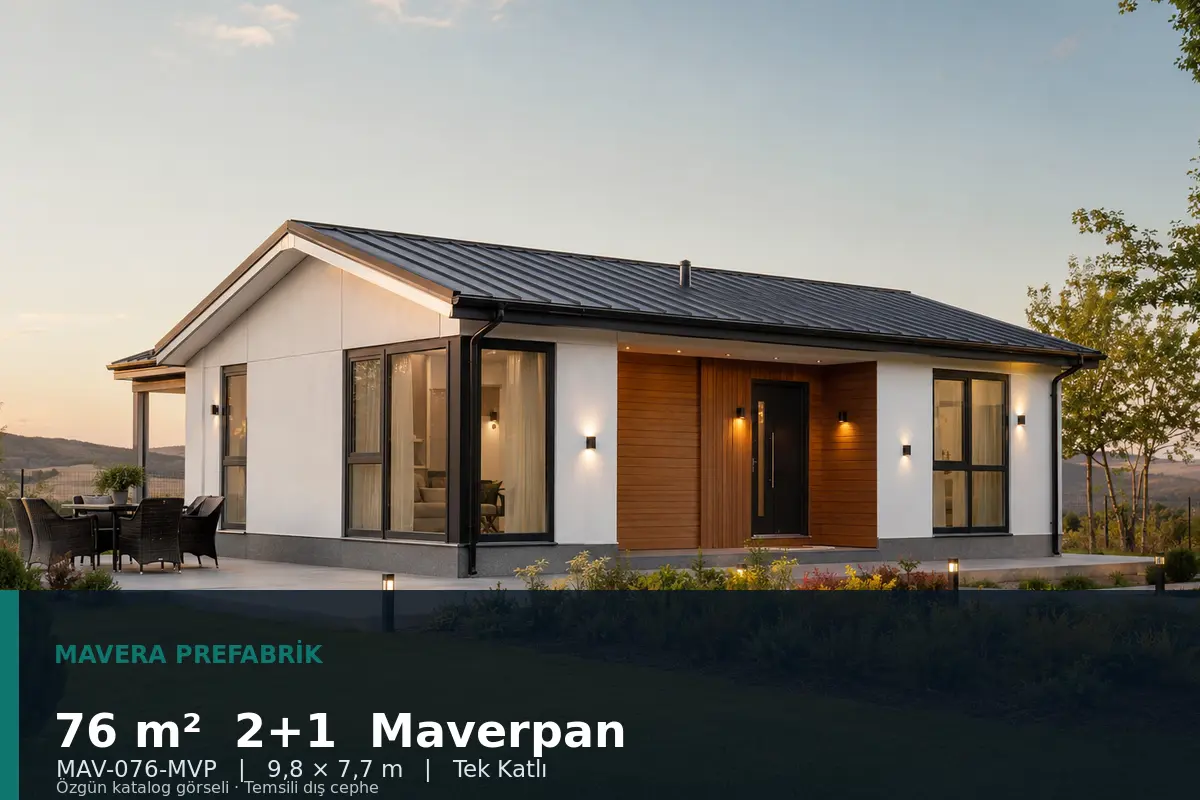 76 m² 2+1 Tek Katlı Maverpan Prefabrik Ev