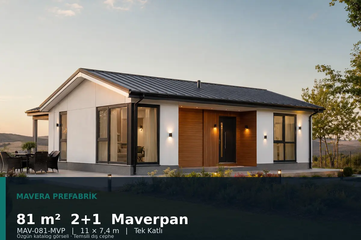 81 m² 2+1 Tek Katlı Maverpan Prefabrik Ev