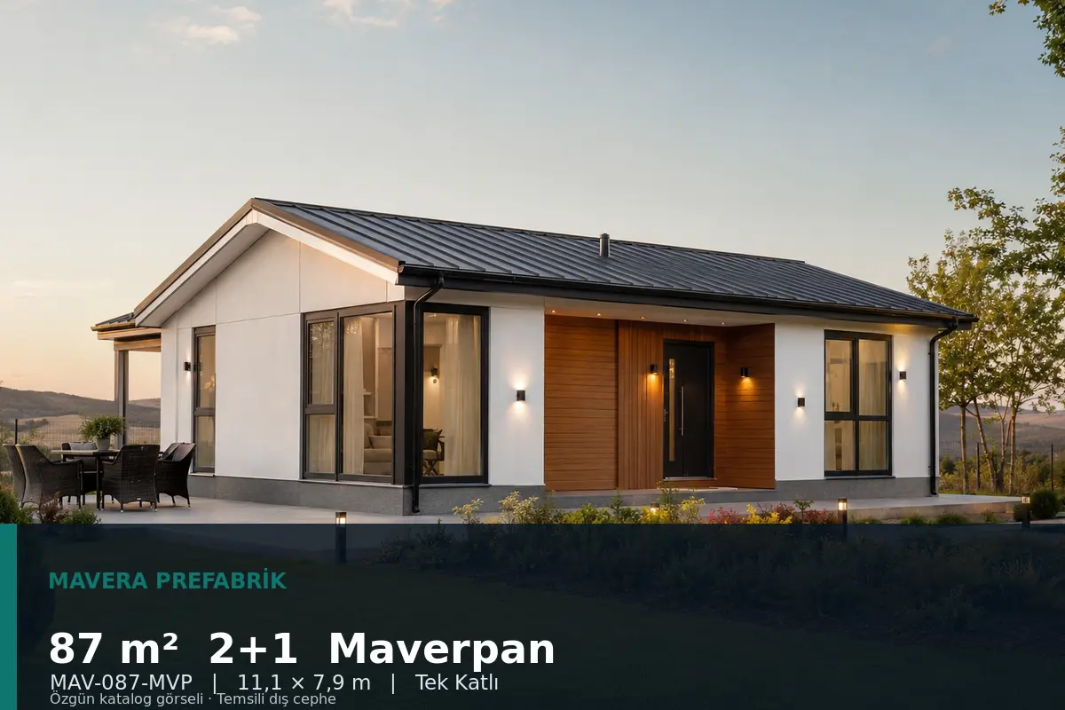 87 m² 2+1 Tek Katlı Maverpan Prefabrik Ev