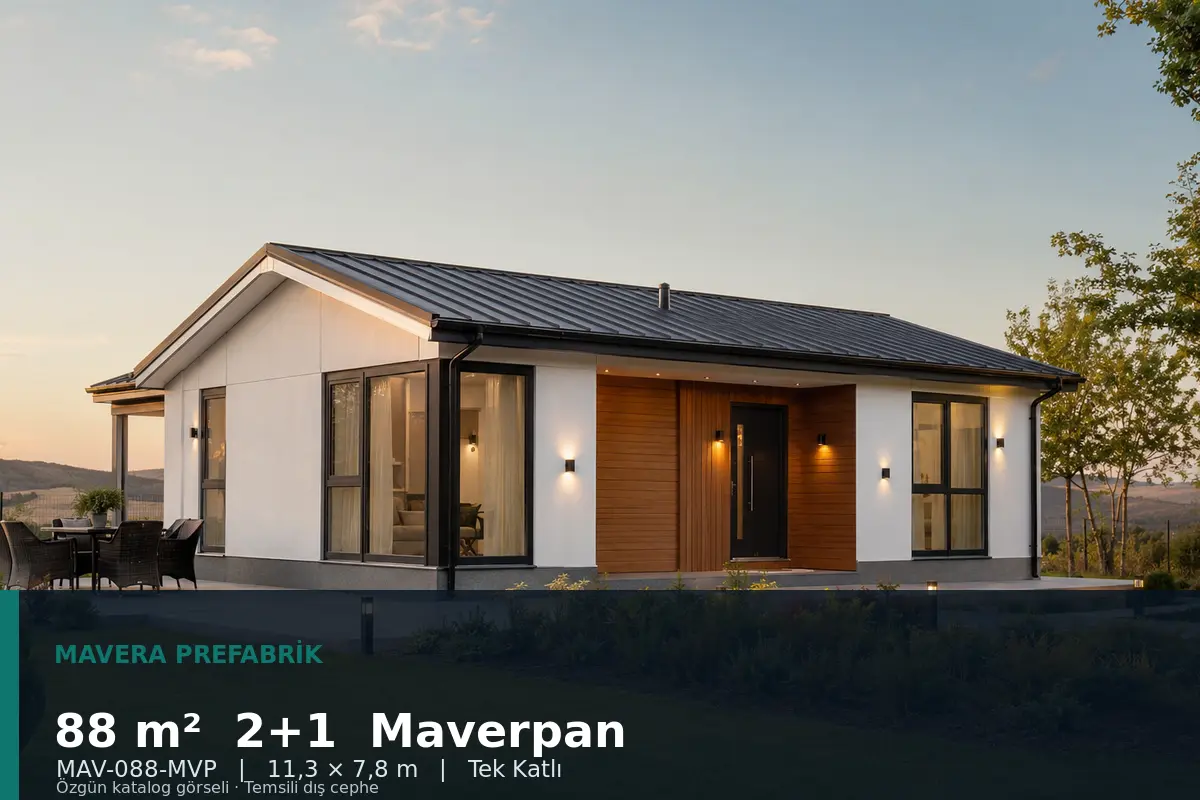 88 m² 2+1 Tek Katlı Maverpan Prefabrik Ev