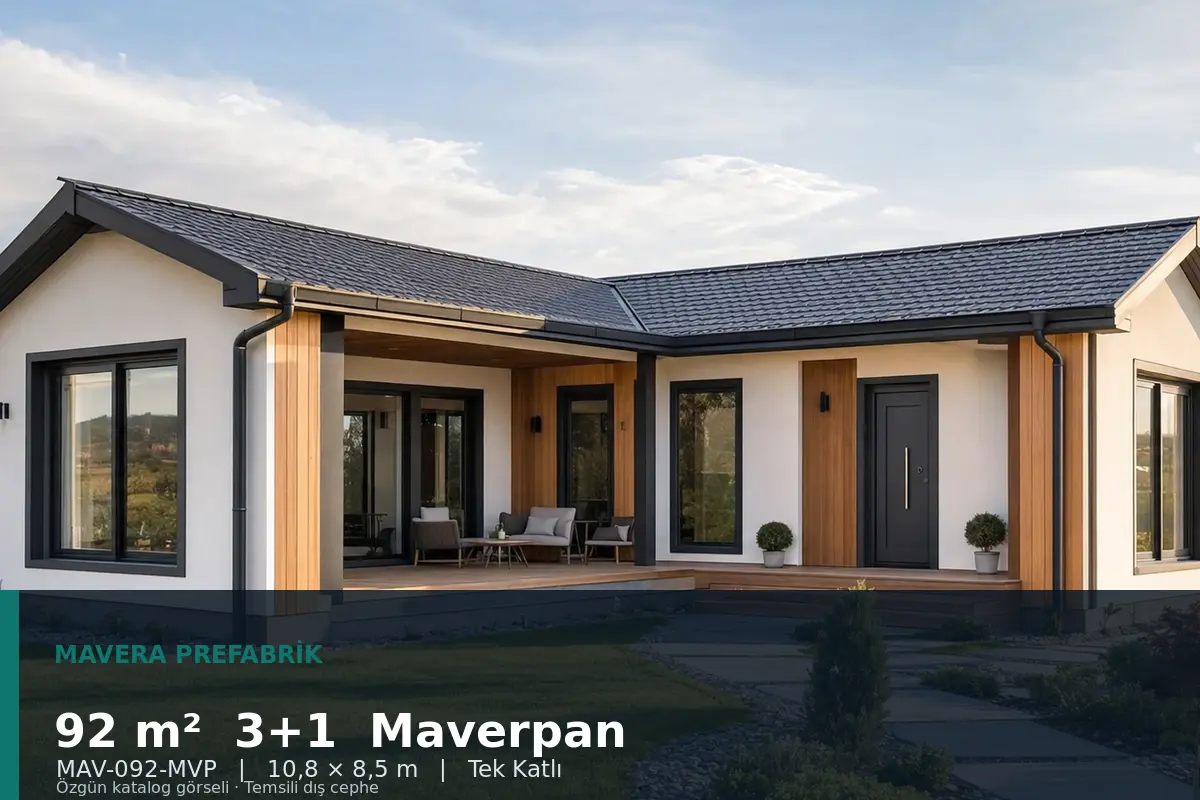 92 m² 3+1 Tek Katlı Maverpan Prefabrik Ev