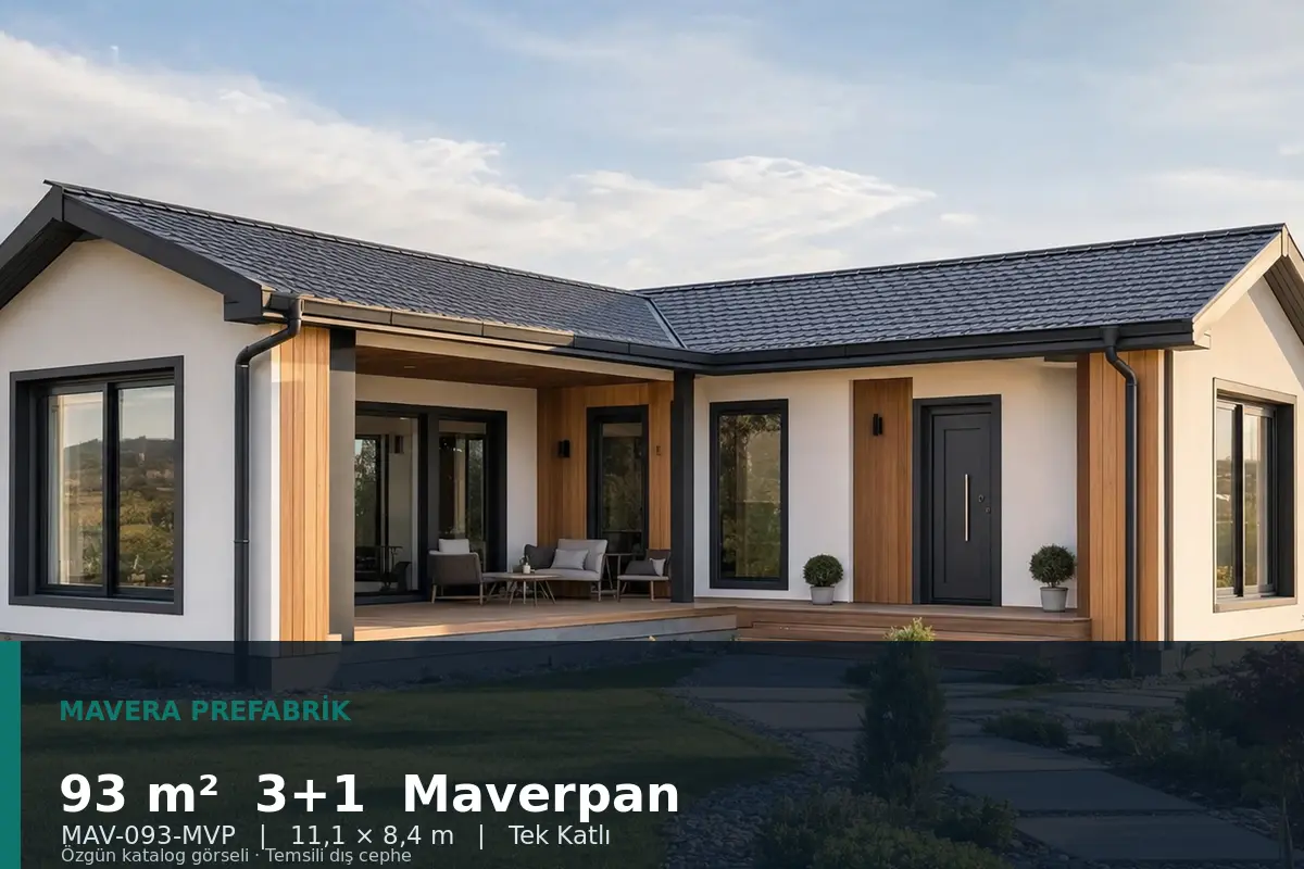 93 m² 3+1 Tek Katlı Maverpan Prefabrik Ev
