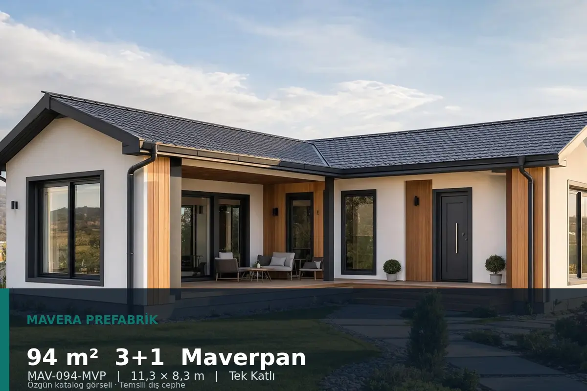 94 m² 3+1 Tek Katlı Maverpan Prefabrik Ev