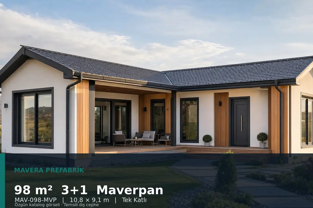 98 m² 3+1 Tek Katlı Maverpan Prefabrik Ev