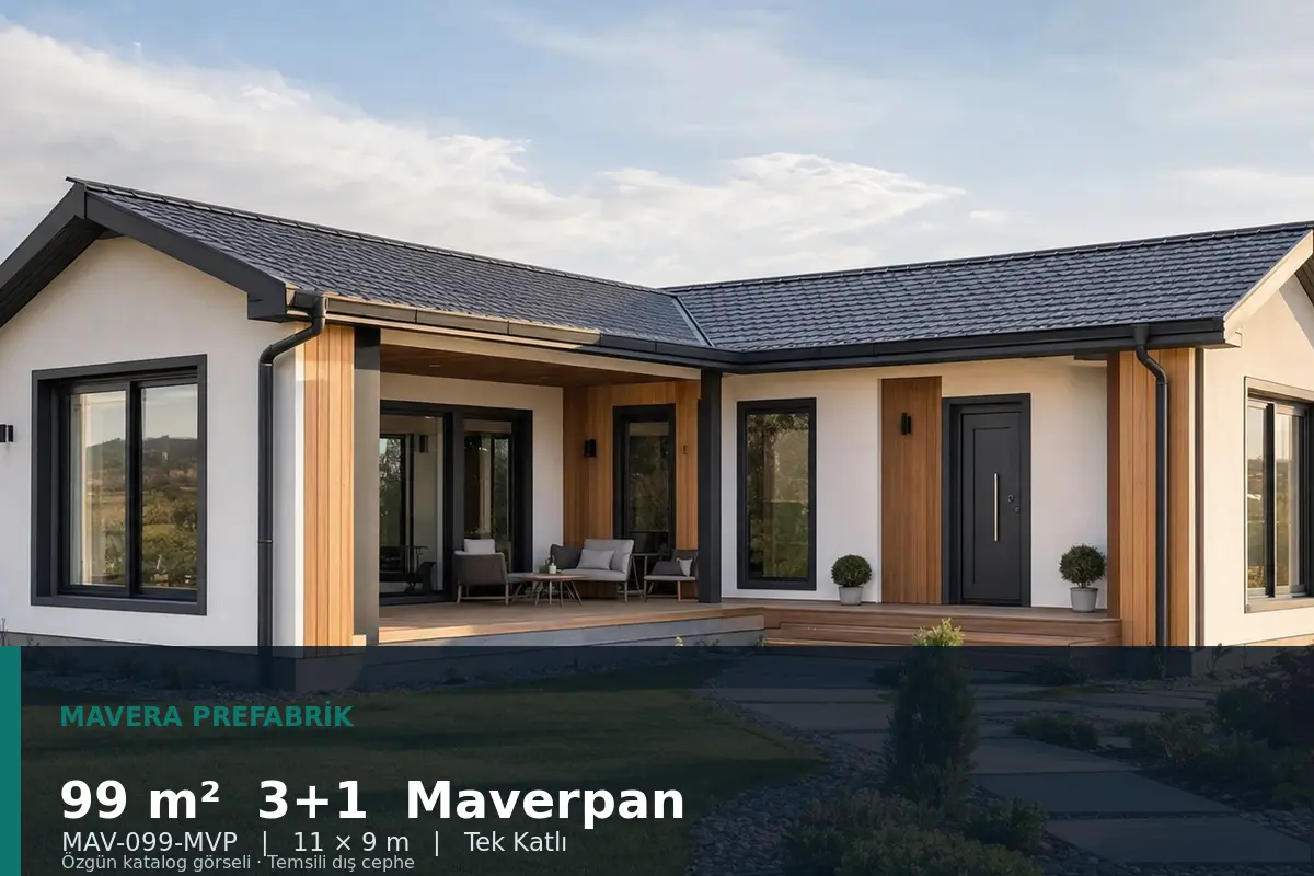 99 m² 3+1 Tek Katlı Maverpan Prefabrik Ev