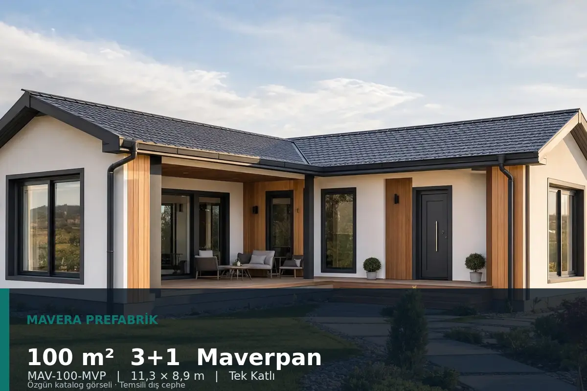 100 m² 3+1 Tek Katlı Maverpan Prefabrik Ev