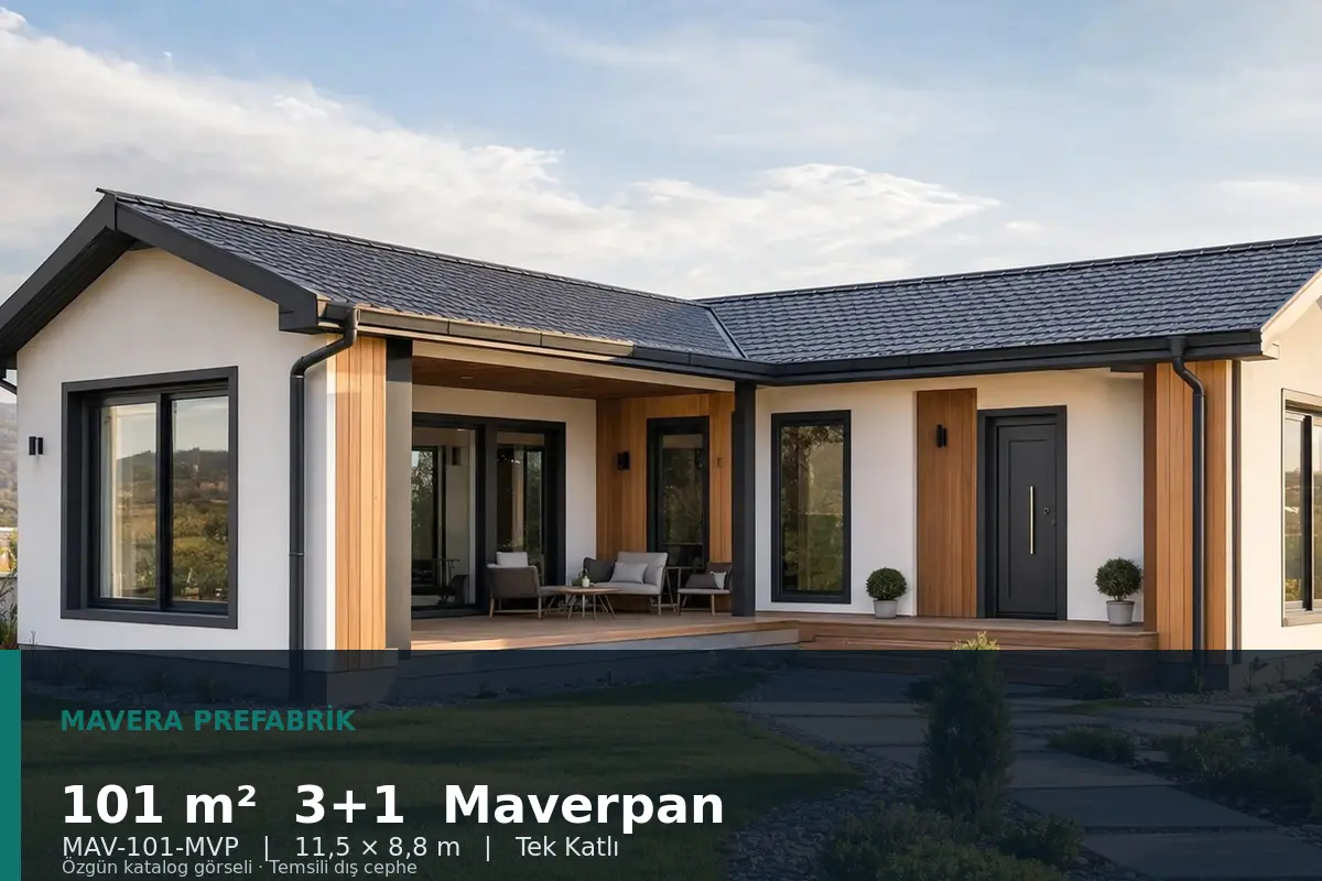 101 m² 3+1 Tek Katlı Maverpan Prefabrik Ev
