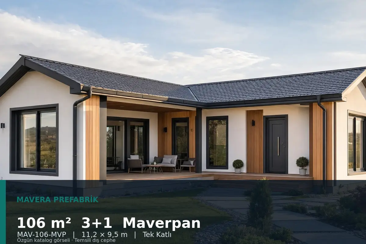 106 m² 3+1 Tek Katlı Maverpan Prefabrik Ev