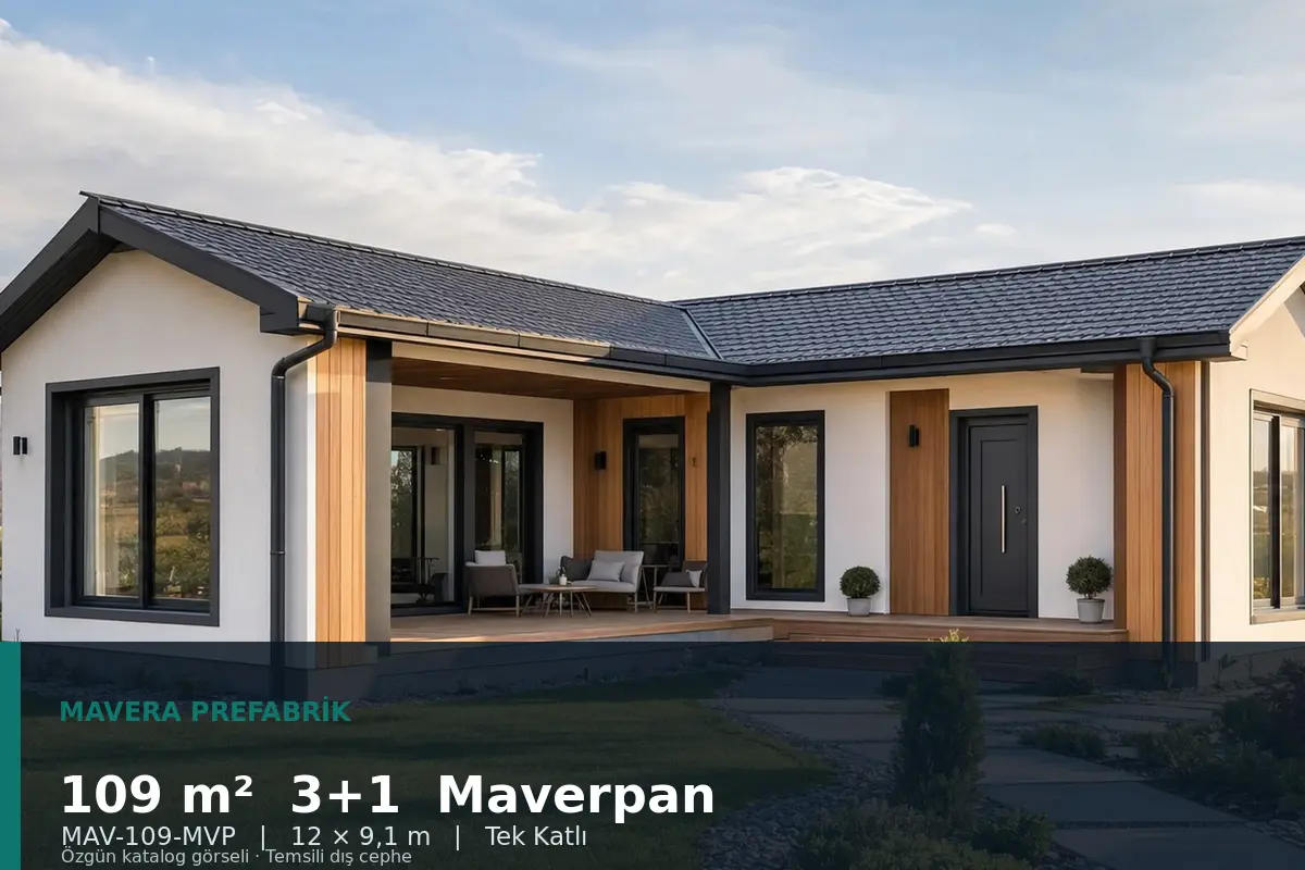 109 m² 3+1 Tek Katlı Maverpan Prefabrik Ev