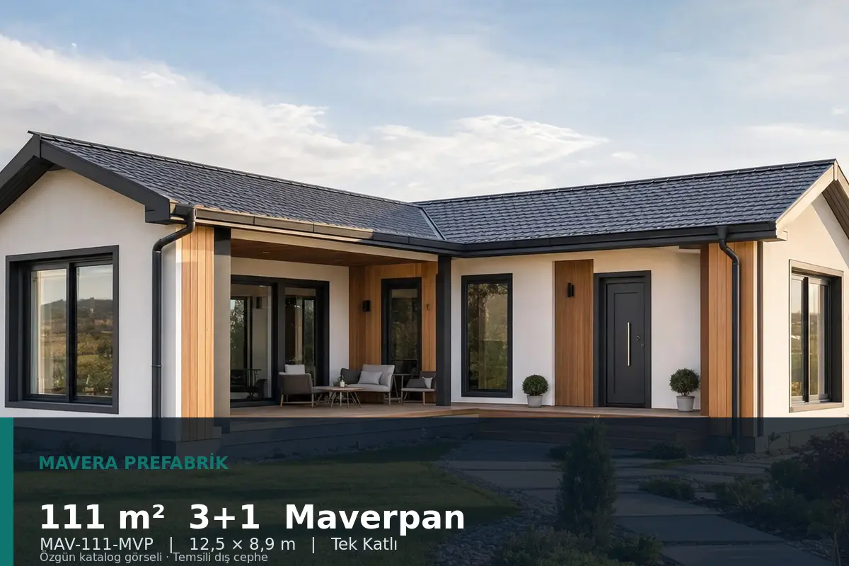 111 m² 3+1 Tek Katlı Maverpan Prefabrik Ev