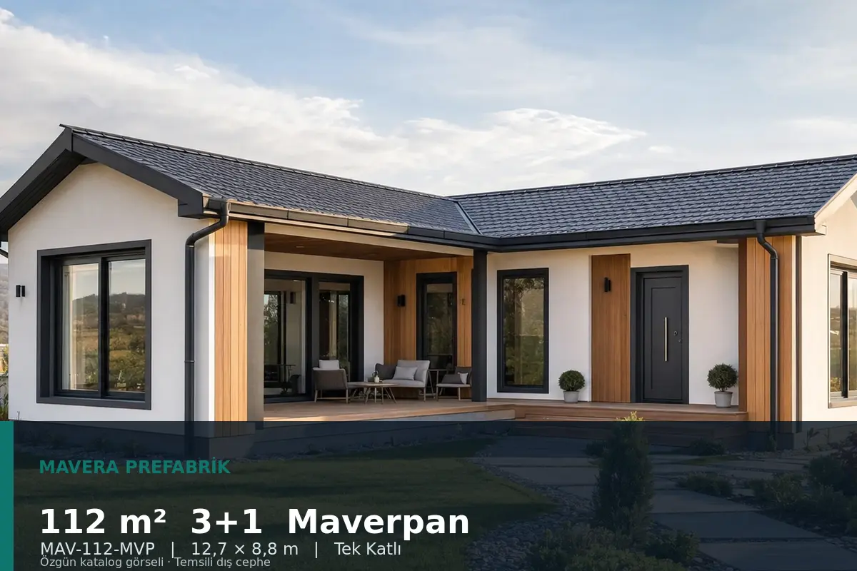 112 m² 3+1 Tek Katlı Maverpan Prefabrik Ev