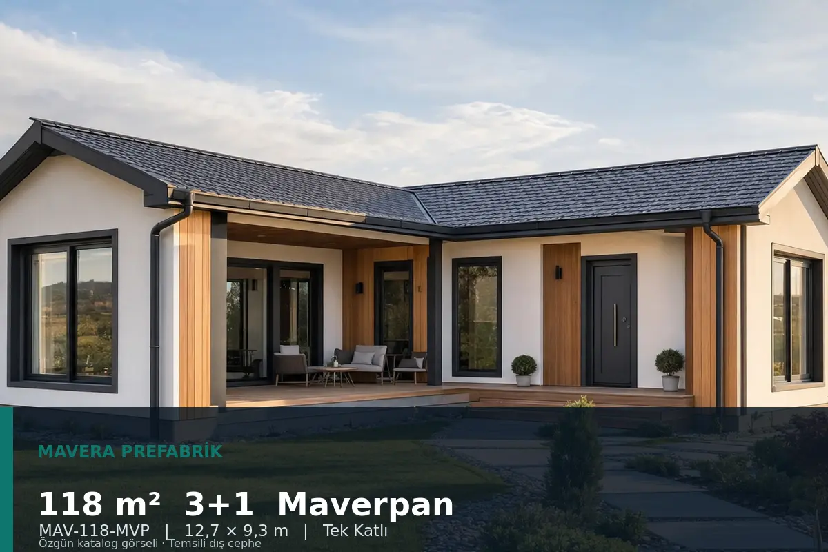 118 m² 3+1 Tek Katlı Maverpan Prefabrik Ev