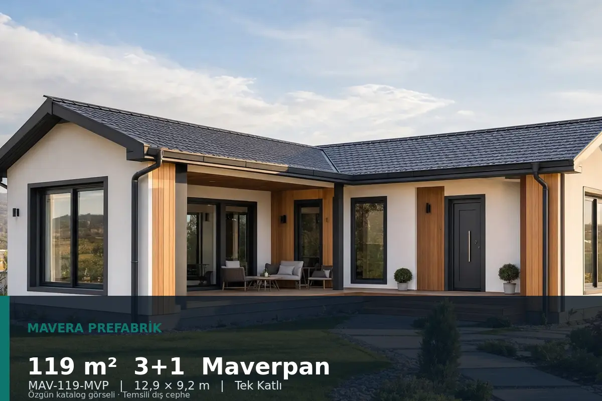 119 m² 3+1 Tek Katlı Maverpan Prefabrik Ev