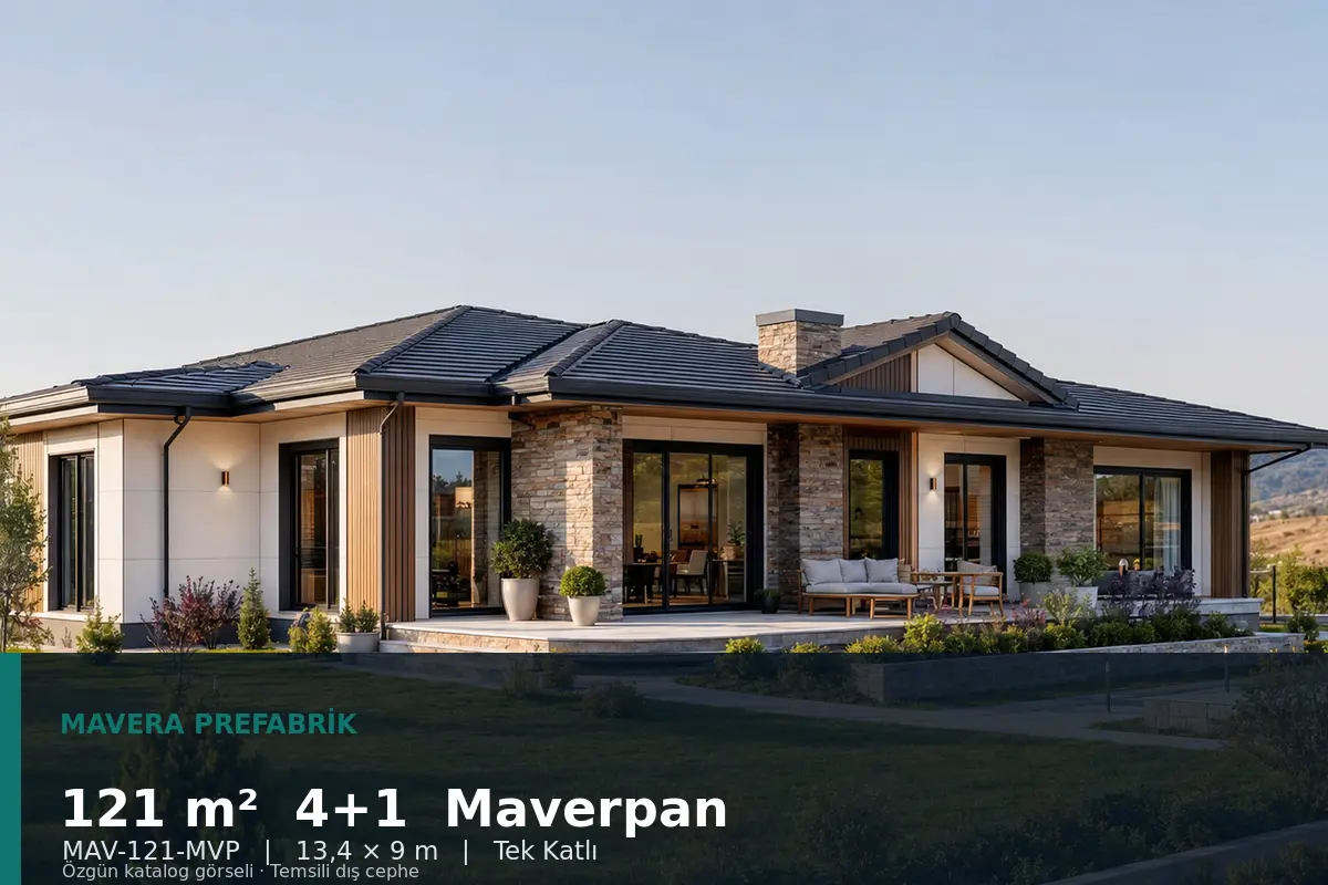 121 m² 4+1 Tek Katlı Maverpan Prefabrik Ev