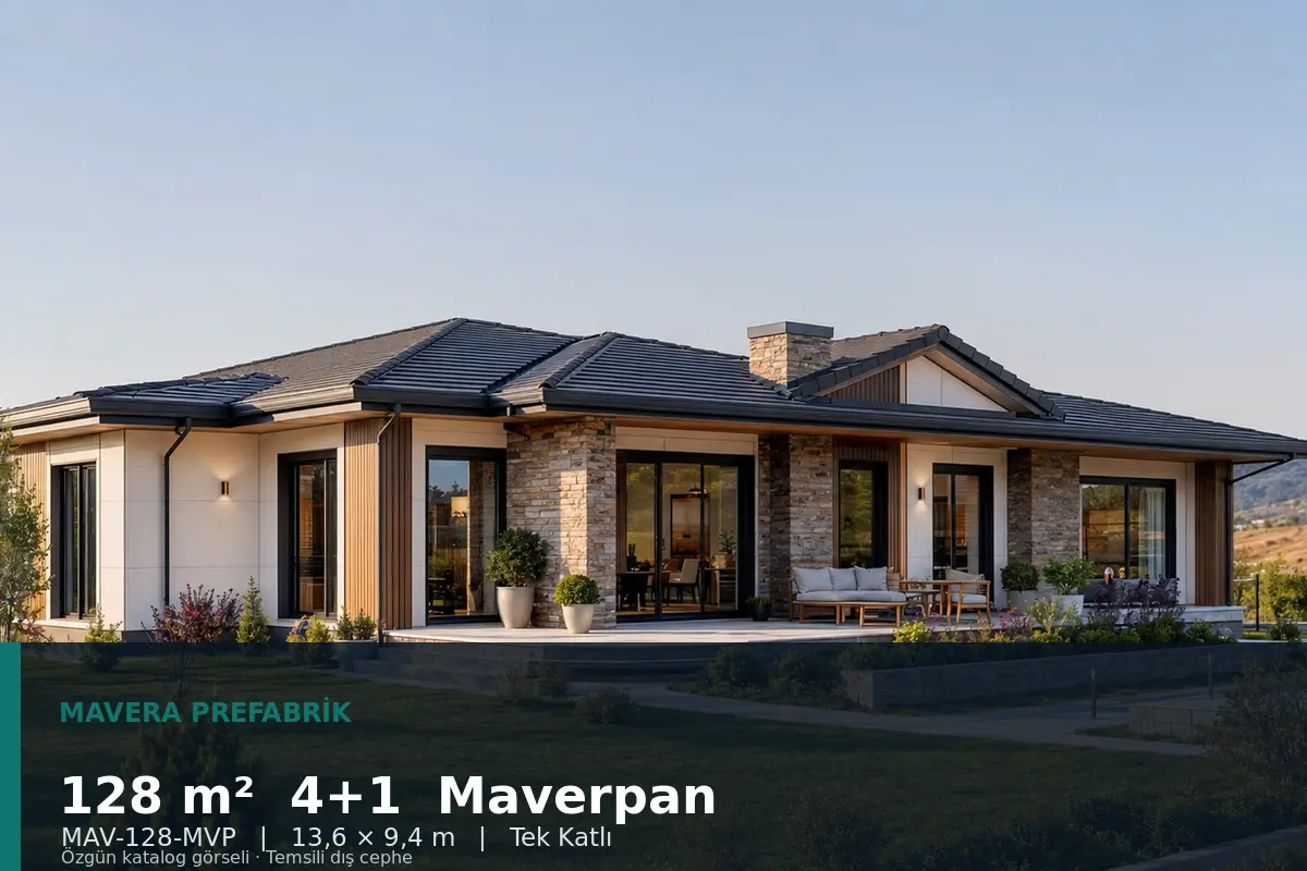 128 m² 4+1 Tek Katlı Maverpan Prefabrik Ev