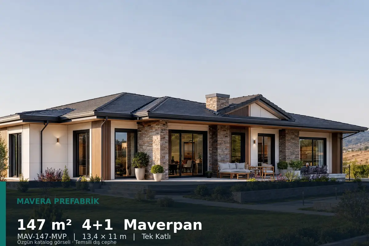 147 m² 4+1 Tek Katlı Maverpan Prefabrik Ev