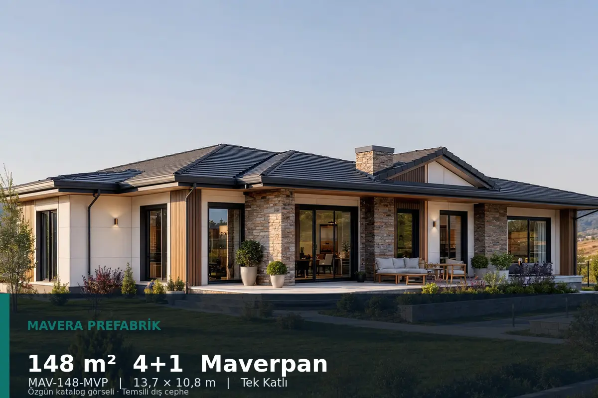 148 m² 4+1 Tek Katlı Maverpan Prefabrik Ev