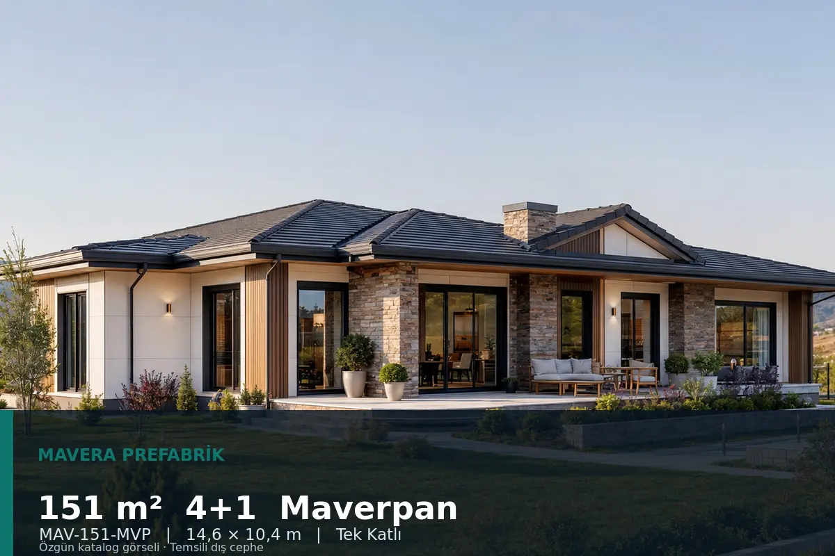 151 m² 4+1 Tek Katlı Maverpan Prefabrik Ev