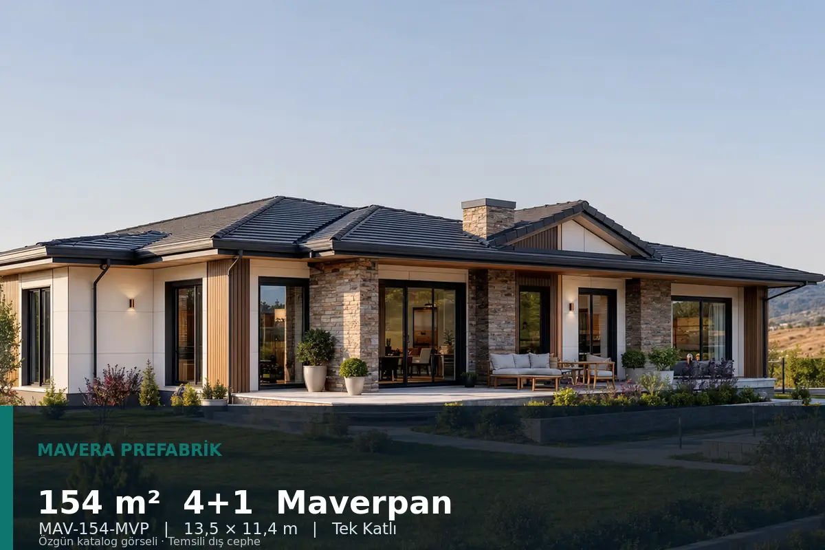 154 m² 4+1 Tek Katlı Maverpan Prefabrik Ev