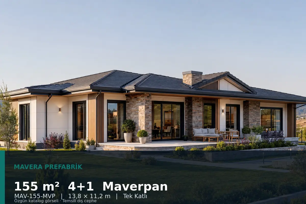 155 m² 4+1 Tek Katlı Maverpan Prefabrik Ev