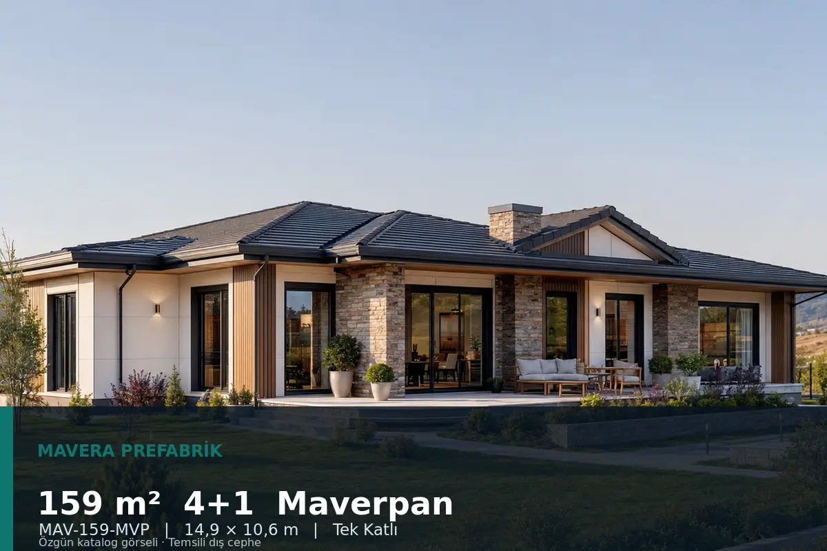159 m² 4+1 Tek Katlı Maverpan Prefabrik Ev