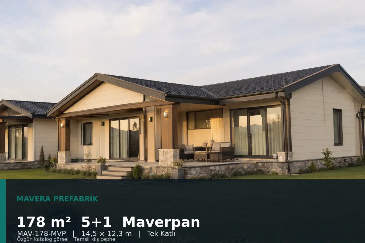178 m² 5+1 Tek Katlı Maverpan Prefabrik Ev