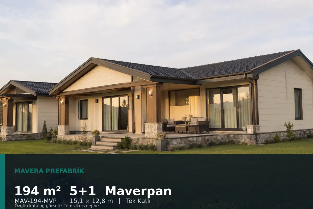 194 m² 5+1 Tek Katlı Maverpan Prefabrik Ev